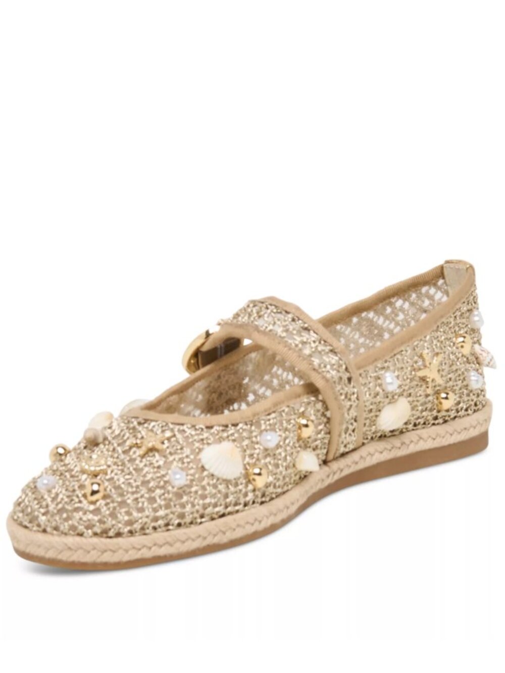 Dolce Vita Ralph Women’s Ballet Flats Gold Beaded Raffia Size 6 NWT - Picture 7 of 8